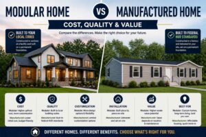 This distinction affects how they're classified for financing purposes — manufactured homes may qualify for manufactured home loan programs rather than standard mortgages in some cases.